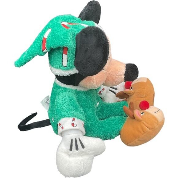 Disney Store Mickey Mouse Christmas Plush Doll Reindeer Slippers Pajamas 13" - Picture 6 of 7
